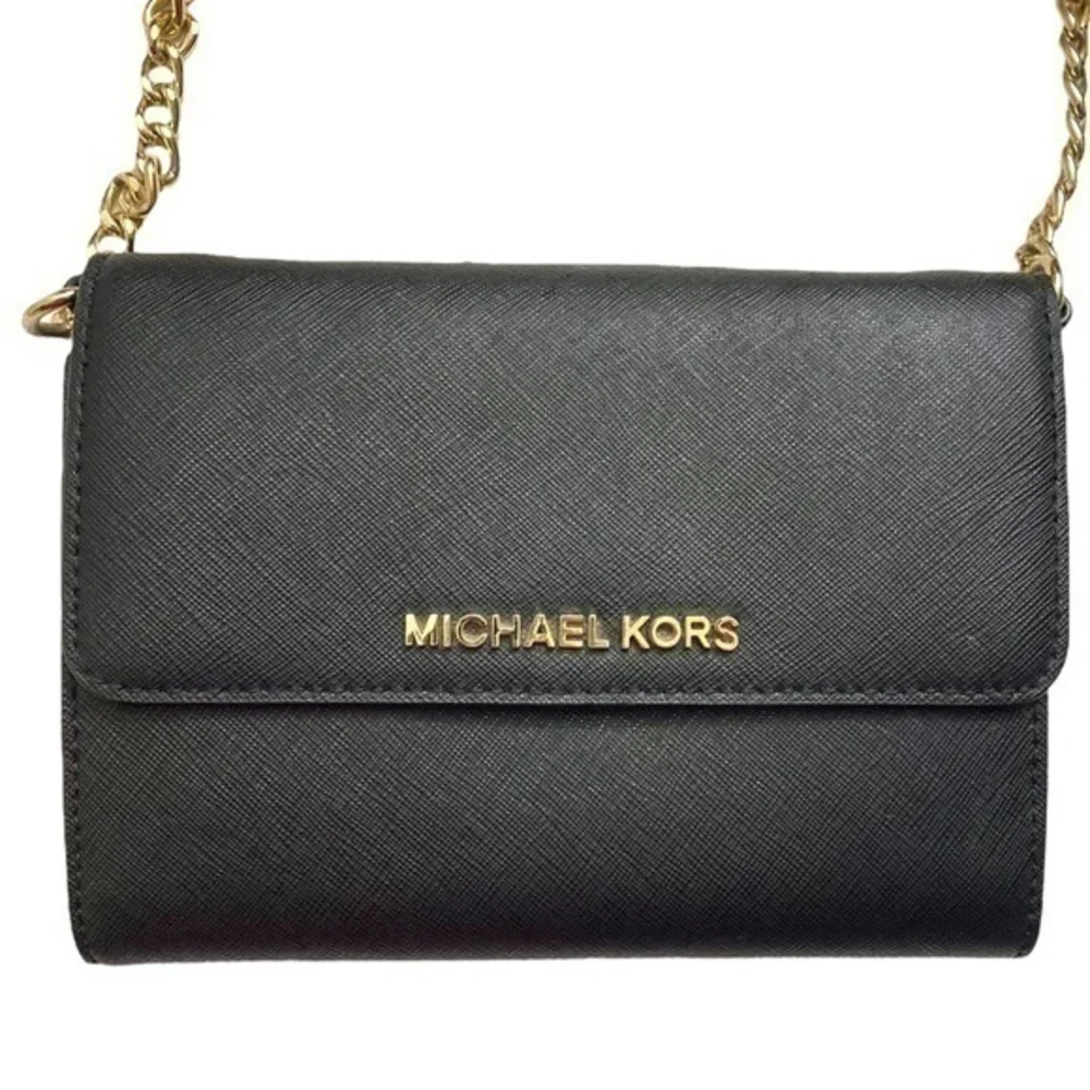 Michael Kors black saffiano leather crossbody convertible clutch bag